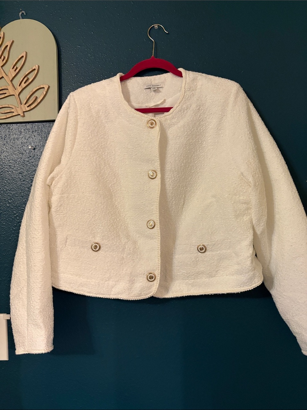 White Textured Button-Front Jacket -